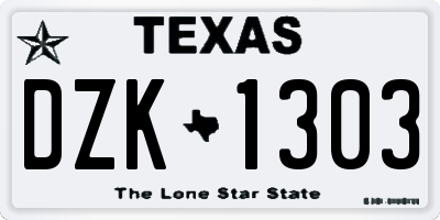 TX license plate DZK1303