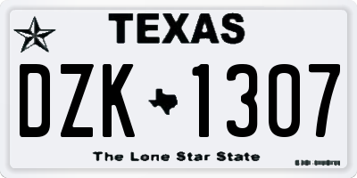 TX license plate DZK1307
