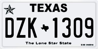 TX license plate DZK1309