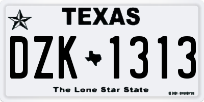 TX license plate DZK1313