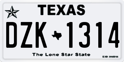 TX license plate DZK1314