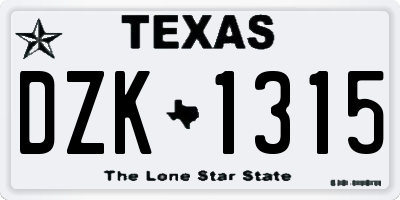 TX license plate DZK1315