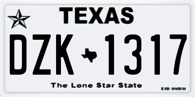 TX license plate DZK1317