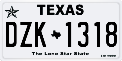 TX license plate DZK1318