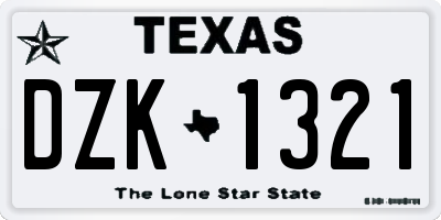 TX license plate DZK1321