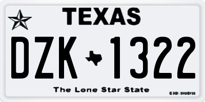 TX license plate DZK1322
