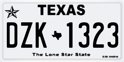 TX license plate DZK1323