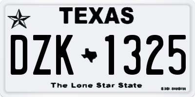 TX license plate DZK1325