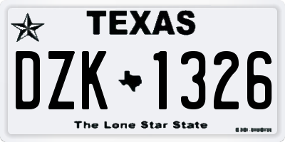 TX license plate DZK1326