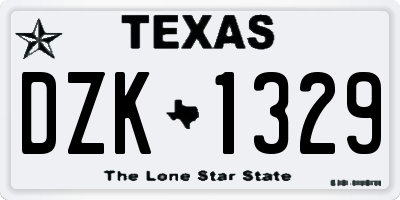 TX license plate DZK1329