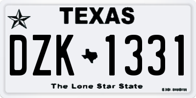 TX license plate DZK1331