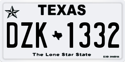 TX license plate DZK1332