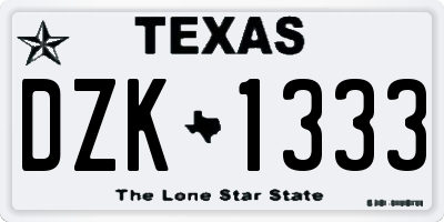 TX license plate DZK1333