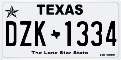 TX license plate DZK1334