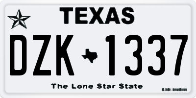 TX license plate DZK1337