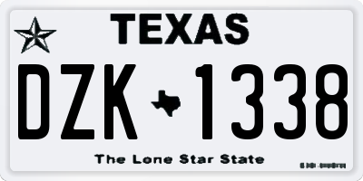TX license plate DZK1338