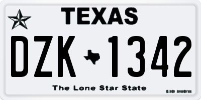 TX license plate DZK1342