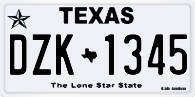 TX license plate DZK1345