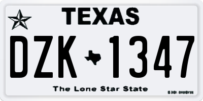 TX license plate DZK1347