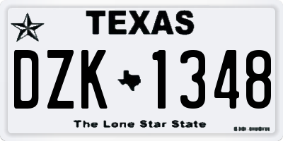 TX license plate DZK1348