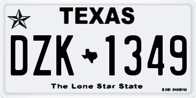 TX license plate DZK1349