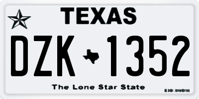 TX license plate DZK1352