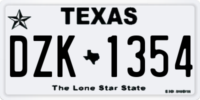 TX license plate DZK1354