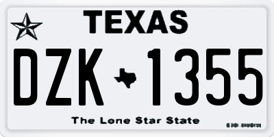 TX license plate DZK1355