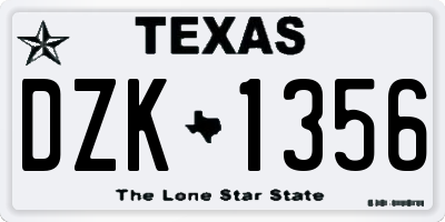 TX license plate DZK1356