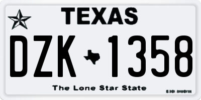 TX license plate DZK1358