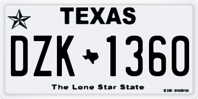 TX license plate DZK1360