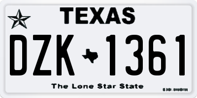 TX license plate DZK1361