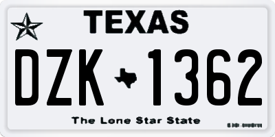 TX license plate DZK1362
