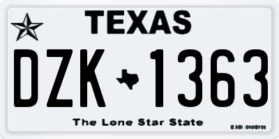 TX license plate DZK1363