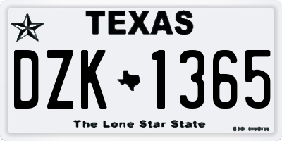 TX license plate DZK1365