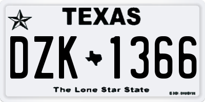 TX license plate DZK1366