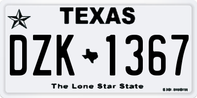 TX license plate DZK1367