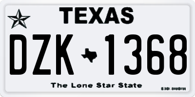 TX license plate DZK1368