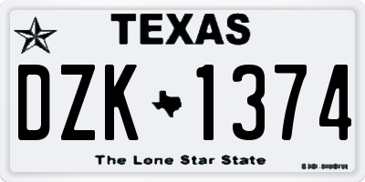 TX license plate DZK1374
