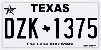 TX license plate DZK1375