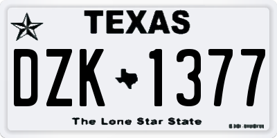 TX license plate DZK1377