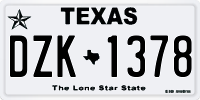 TX license plate DZK1378