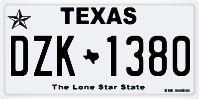 TX license plate DZK1380