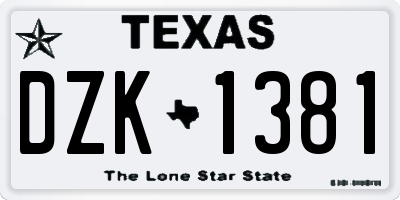TX license plate DZK1381