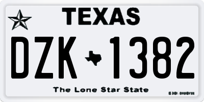TX license plate DZK1382