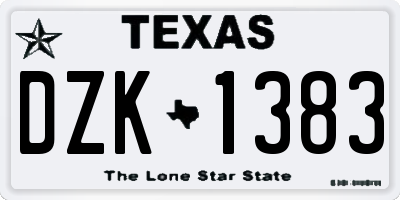 TX license plate DZK1383