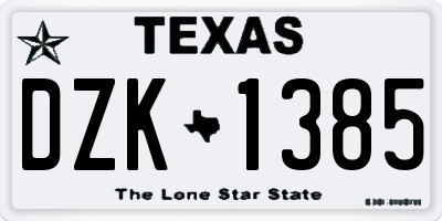TX license plate DZK1385