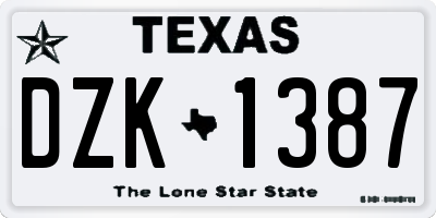 TX license plate DZK1387