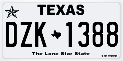 TX license plate DZK1388