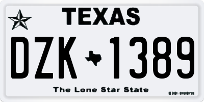 TX license plate DZK1389